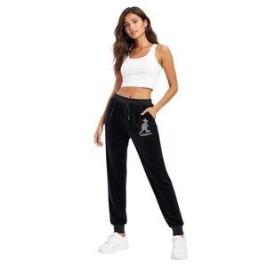Kangol Velour Track Pants Black Size Large